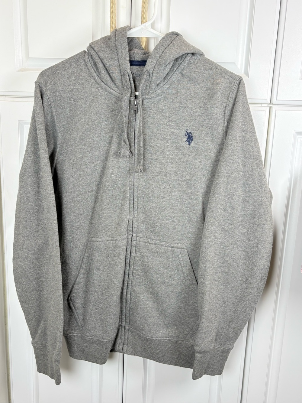 U.S. Polo Assn. Gray Zip-Up Hoodie with Navy Logo